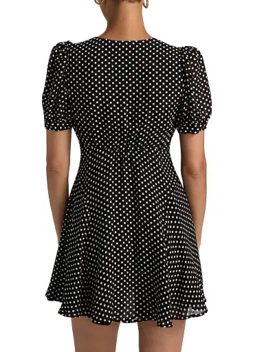 Reformation Women's Rebecca Polka Dot Minidress - Caviar Dot - Size 12 | Thumbnail 5