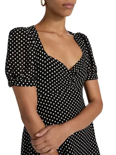 Reformation Women's Rebecca Polka Dot Minidress - Caviar Dot - Size 12 | Thumbnail 6