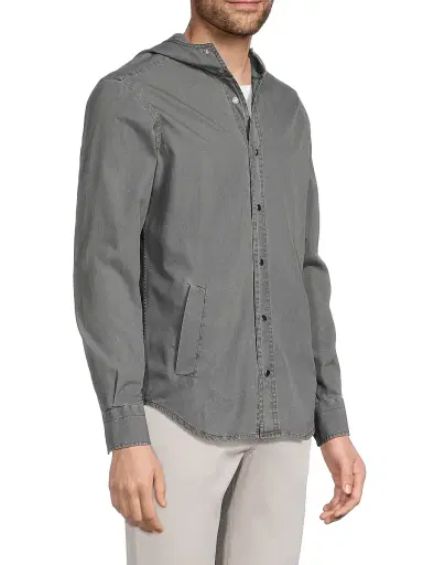 Kiton Men's Mariano Hooded Chambray Shirt | Thumbnail 4 Kiton Men's Mariano Hooded Chambray Shirt | Thumbnail 4