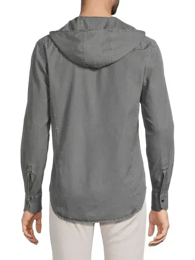 Kiton Men's Mariano Hooded Chambray Shirt | Thumbnail 5 Kiton Men's Mariano Hooded Chambray Shirt | Thumbnail 5