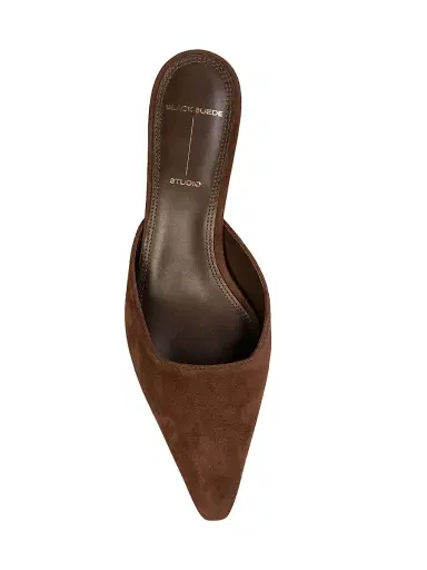 Black Suede Studio Women's Riley 50MM Suede Mules - Brownie Suede - Size 12 | Thumbnail 3