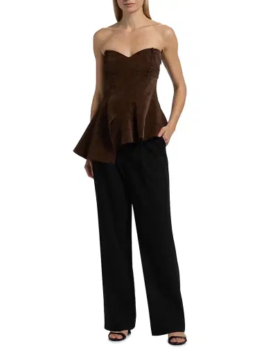 AMUR Women's Augusta Bustier Peplum Top - Toffee Swirl | Thumbnail 2