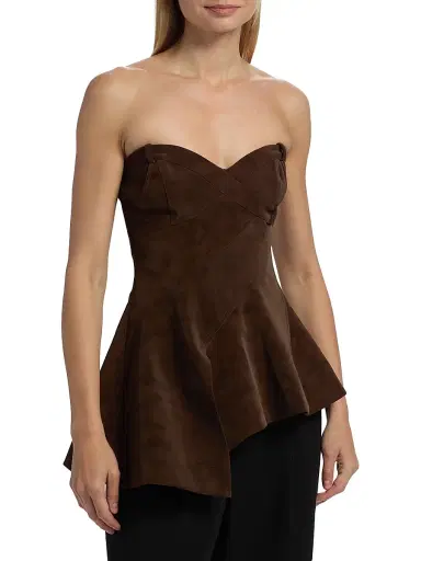 AMUR Women's Augusta Bustier Peplum Top - Toffee Swirl | Thumbnail 3