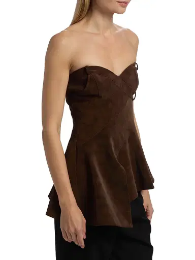 AMUR Women's Augusta Bustier Peplum Top - Toffee Swirl | Thumbnail 4