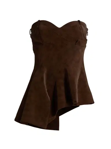 AMUR Women's Augusta Bustier Peplum Top - Toffee Swirl | Thumbnail 1