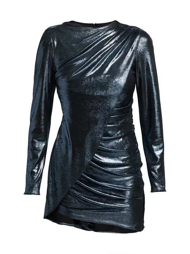 BCBGMAXAZRIA Women's Ruched Metallic Minidress - Metallic Blue