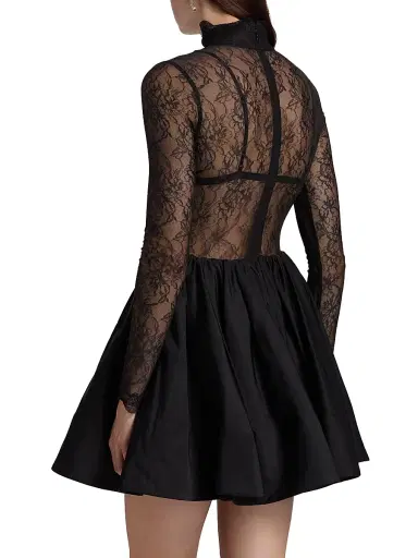 BCBGMAXAZRIA Women's Stretch Lace Bubble Minidress - Black - Size 12 | Thumbnail 5 BCBGMAXAZRIA Women's Stretch Lace Bubble Minidress - Black - Size 12 | Thumbnail 5