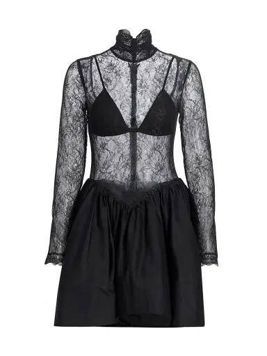 BCBGMAXAZRIA Women's Stretch Lace Bubble Minidress - Black - Size 12 | Thumbnail 1 BCBGMAXAZRIA Women's Stretch Lace Bubble Minidress - Black - Size 12 | Thumbnail 1