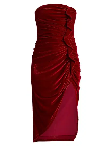 BCBGMAXAZRIA Women's Ruffled Velvet Strapless Minidress | Thumbnail 1 BCBGMAXAZRIA Women's Ruffled Velvet Strapless Minidress | Thumbnail 1