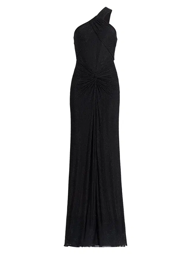 Women's Embellished Twist Hot Fix Gown - Black