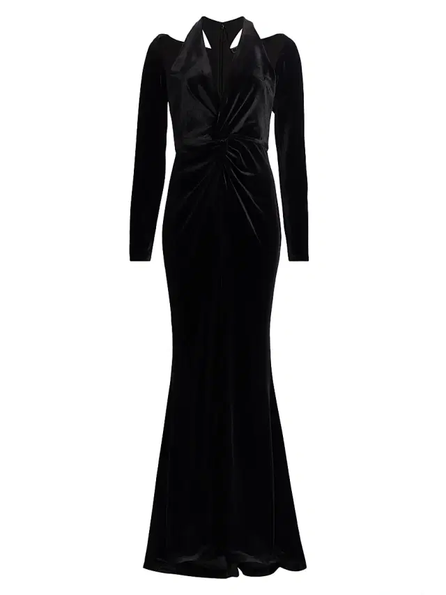 BCBGMAXAZRIA Women's Twist Velvet Gown - Black