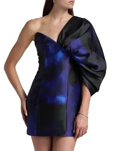 BCBGMAXAZRIA Women's Exaggerated Sleeve Minidress - Blue Rose Print - Size 8 | Thumbnail 3