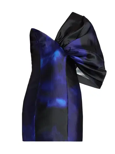 BCBGMAXAZRIA Women's Exaggerated Sleeve Minidress - Blue Rose Print - Size 8 | Thumbnail 1