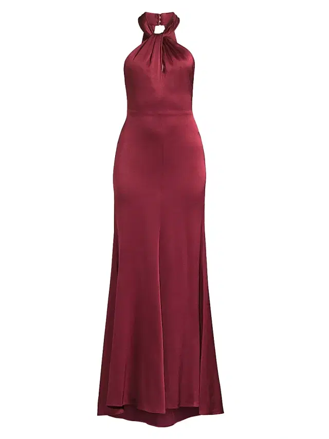 Ungaro Women's Wilde Satin Halterneck Maxi Dress - Tawny
