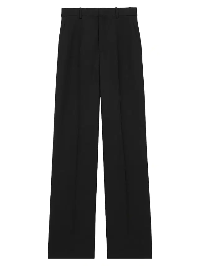 Men's High-Rise Pants in Wool - Black