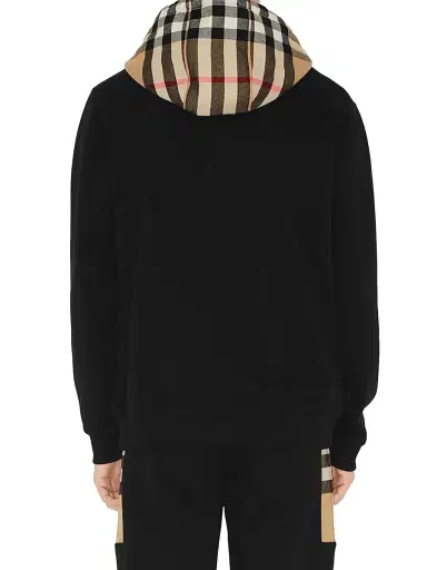 Burberry Men's Samuel Cotton Check-Trimmed Hoodie - Black - Size XXL | Thumbnail 6