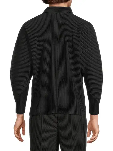 Homme Plissé Issey Miyake Men's August Long-Sleeve Polo Shirt - Slate Blue | Thumbnail 11