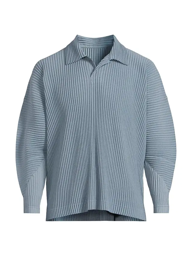 Men's August Long-Sleeve Polo Shirt - Slate Blue