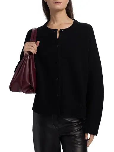 Loulou de Saison Women's Aidar Wool-Cashmere Cardigan - Black - Size Medium | Thumbnail 3