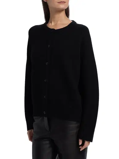 Loulou de Saison Women's Aidar Wool-Cashmere Cardigan - Black - Size Medium | Thumbnail 4
