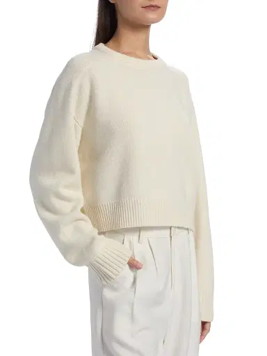 Loulou de Saison Women's Bruzzi Cropped Wool-Cashmere Sweater - Ivory - Size XL | Thumbnail 4 Loulou de Saison Women's Bruzzi Cropped Wool-Cashmere Sweater - Ivory - Size XL | Thumbnail 4