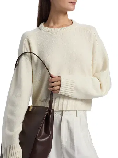 Loulou de Saison Women's Bruzzi Cropped Wool-Cashmere Sweater - Ivory - Size XL | Thumbnail 6 Loulou de Saison Women's Bruzzi Cropped Wool-Cashmere Sweater - Ivory - Size XL | Thumbnail 6