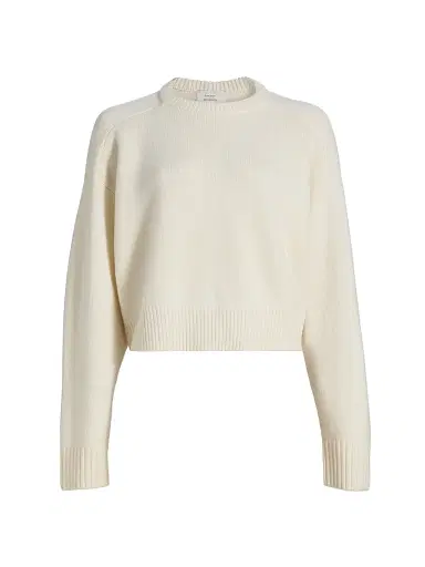 Loulou de Saison Women's Bruzzi Cropped Wool-Cashmere Sweater - Ivory - Size XL | Thumbnail 1 Loulou de Saison Women's Bruzzi Cropped Wool-Cashmere Sweater - Ivory - Size XL | Thumbnail 1