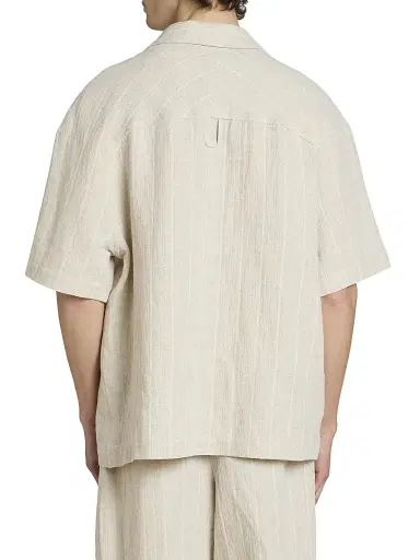 Jacquemus Men's Fonccio Cotton-Linen Camp Shirt - Rib Knit Light Beige - Size 46 | Thumbnail 5