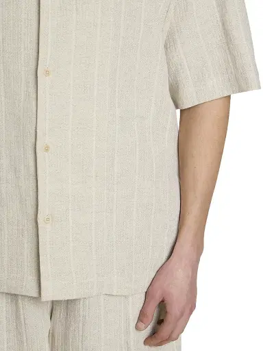 Jacquemus Men's Fonccio Cotton-Linen Camp Shirt - Rib Knit Light Beige - Size 46 | Thumbnail 7