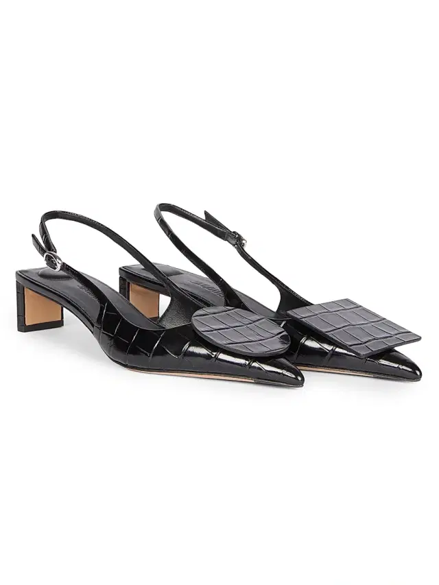 Women's Les Slingbacks Duelo 40MM Croc-Embossed Leather Pumps - Black