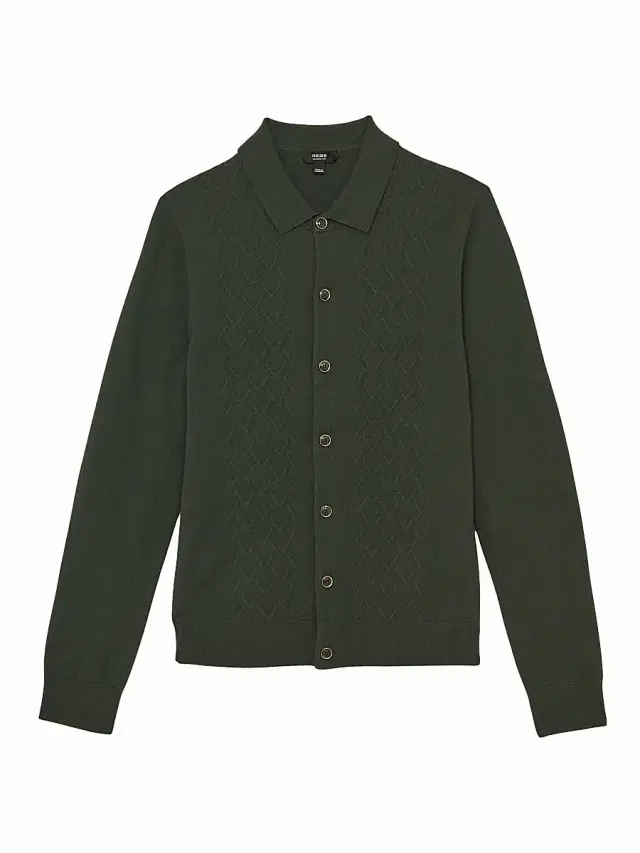 Reiss Men's Gideion Wool Jersey Polo Sweater - Forest Green