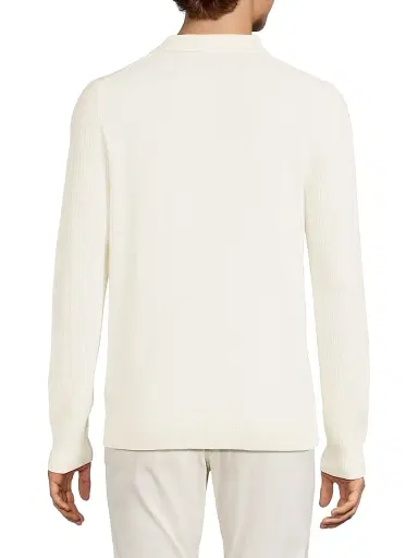Reiss Men's Hamilton Waffle-Knit Wool Polo Sweater - Off White | Thumbnail 5 Reiss Men's Hamilton Waffle-Knit Wool Polo Sweater - Off White | Thumbnail 5