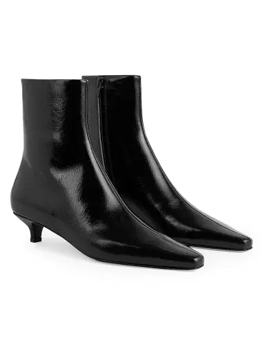 TOTEME Women's Slim Glossy Leather Ankle Boots - Black - Size 11 | Thumbnail 2