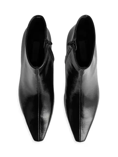 TOTEME Women's Slim Glossy Leather Ankle Boots - Black - Size 11 | Thumbnail 3