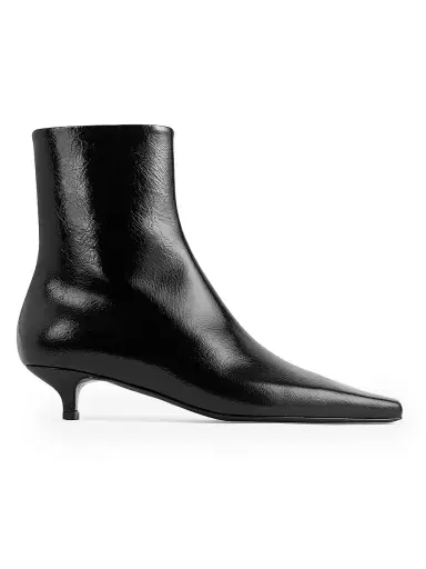 TOTEME Women's Slim Glossy Leather Ankle Boots - Black - Size 11 | Thumbnail 1