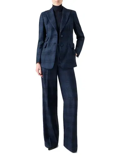 Akris Women's Percival Plaid Wool Blazer - Denim Black - Size 2 | Thumbnail 2