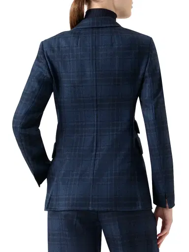 Akris Women's Percival Plaid Wool Blazer - Denim Black - Size 2 | Thumbnail 5