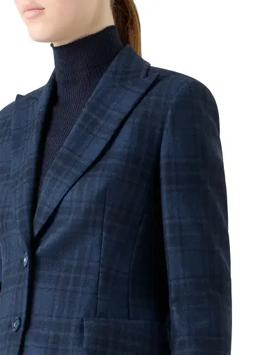 Akris Women's Percival Plaid Wool Blazer - Denim Black - Size 2 | Thumbnail 6
