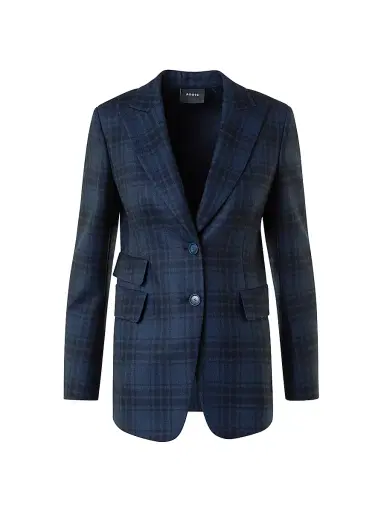 Akris Women's Percival Plaid Wool Blazer - Denim Black - Size 2 | Thumbnail 1