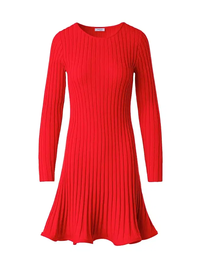 Akris punto Women's Rib-Knit Wool Flured Minidress - Vermillion