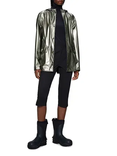 Rains Women's Curve Hooded Jacket - Raven | Thumbnail 2