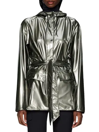 Rains Women's Curve Hooded Jacket - Raven | Thumbnail 3