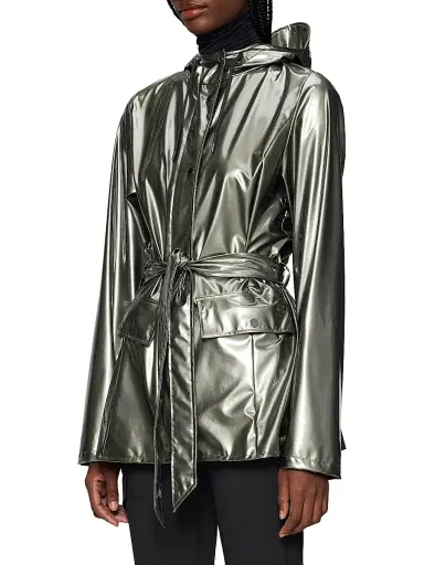 Rains Women's Curve Hooded Jacket - Raven | Thumbnail 5