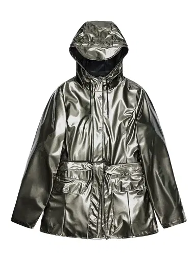 Rains Women's Curve Hooded Jacket - Raven | Thumbnail 1