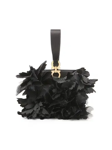 FERRAGAMO Women's Gancini Appliqué Leather Clutch - Nero | Thumbnail 1