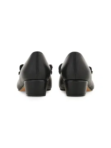Ferragamo Women's Vara 30MM Shearling-Trimmed Leather Pumps - Nero - Size 11 | Thumbnail 3