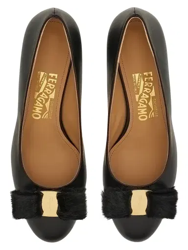 Ferragamo Women's Vara 30MM Shearling-Trimmed Leather Pumps - Nero - Size 11 | Thumbnail 4