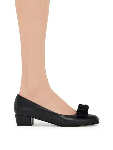 Ferragamo Women's Vara 30MM Shearling-Trimmed Leather Pumps - Nero - Size 11 | Thumbnail 7