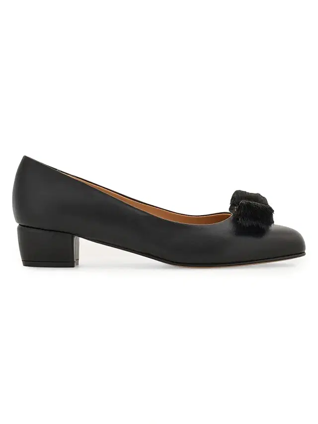 FERRAGAMO Women's Vara 30MM Shearling-Trimmed Leather Pumps - Nero