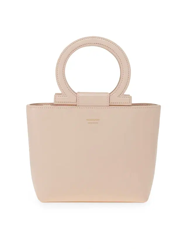 Women's Leather Top Handle Bag - Ballet